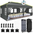 thumbnail image 1 of COBIZI 10x20 FT Pop Up Canopy Gazebo with 6 Removable Sidewalls One Push Waterproof Instant Portable Outdoor Tent with Air Vent for Parties Wedding, 3 Adjustable Height, Carry Bag, Rope, Stakes, 1 of 8