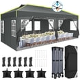 thumbnail image 1 of SANOPY 10x20 FT Pop Up Canopy Gazebo with 6 Removable Sidewalls One Push Waterproof Instant Portable Outdoor Tent with Air Vent for Parties Wedding, 3 Adjustable Height, Carry Bag, Rope, Stakes, 1 of 8