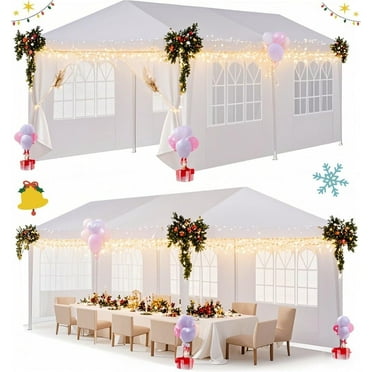 SANOPY 10x20 Party Tents with 6 Removable Sidewalls, Outdoor Waterproof Shade Canopy Tent for Weddings and Events, White