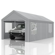 SANOPY 12'x20' Carport Car Canopy Tent Heavy Duty Upgrade 2.0 Outdoor Metal Carport Garage with 4 Roll-up Ventilated Mesh Windows & 4 Roll-up Sidewalls for Car, Truck, Boat