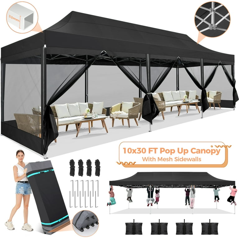 Satoppe　 SANOPY 10x30 FT Pop Up Canopy with Removable 8 Piece Mesh