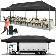 SANOPY 10x30 FT Pop up Outdoor Canopy Tent, Heavy Duty Canopy with 8 Wind Ropes, 3 Heigh Adjustable Gazebo Shelter with Wheeled Bag for Party, Wedding, Market