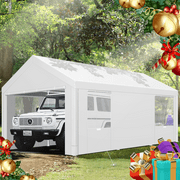 SANOPY 10'x20' Heavy Duty Carport Canopy, Outdoor Metal Car Tent, Garage Car Shelter Shade, Large Carport with Powder-Coated Steel Frame Upgraded White