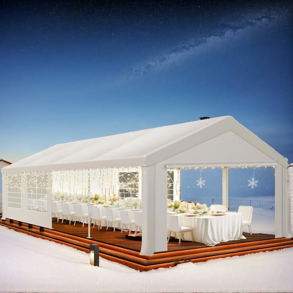 SANOPY 10x30ft Party Tent Heavy Duty Carpas Para Fiestas With Removable Sidewalls, 10x30 Party Tent with Built-in Sandbag, Carport