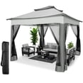 thumbnail image 1 of SANOPY 11 x 11 ft Outdoor Pop up Gazebo with Ventilated Double Roof, Steel Canopy for Patios, Backyard, Garden and Beach, Light Gray, 1 of 10