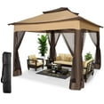 thumbnail image 1 of SANOPY 11 x 11 ft Outdoor Pop up Gazebo with Ventilated Double Roof, Steel Canopy for Patios, Backyard, Garden and Beach, Brown, 1 of 13