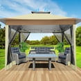 thumbnail image 1 of SANOPY 12x12FT Outdoor Pop up Gazebo with Mosquito Netting, Shade and Rain Instant Patio Canopy with 4 Sandbags for Garden Backyard, Light Brown, 1 of 14