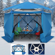 SANOPY 12'x12' Pop up Gazebo with Starry Sky Covered Gazebo 6-Sided Mosquito Netting and Sidewalls Pop up Screen Gazebo Tent Camping Gazebo Instant Shelter for Deck and Lawns, Blue