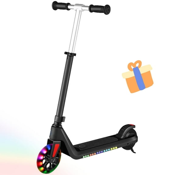 SANOPY 120W Electric Scooter for Kids , 6+ Boys and Girls Safe Kick Scooter, up to 8 MPH, 80 Mins Ride Time, Adjustable Speed & Height, Colorful Lights, LED Display, Black