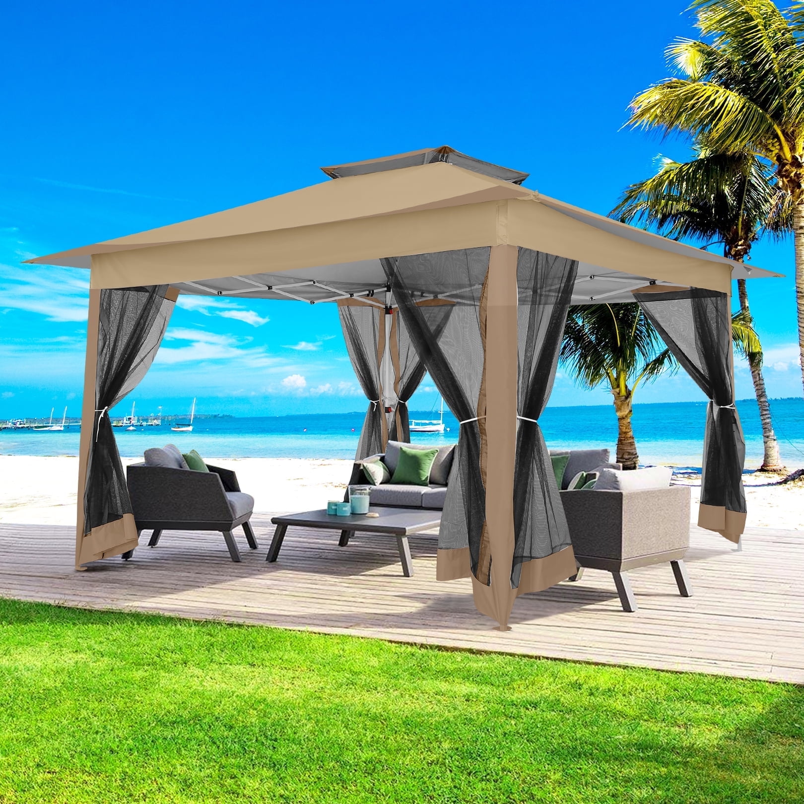 SANOPY 12x12FT Pop Up Gazebo with Netting, Instant Patio Canopy Tent