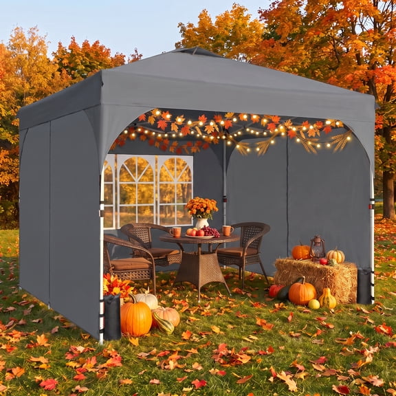 COBIZI 10'x10' Canopy Tent for Party Tent with One Push Central Button&Air Vent Instant Pop Up Canopy Tent with Sidewalls&Sandbags Ez Up Pop up Party Canopy Tent with Carry Bag, Gray