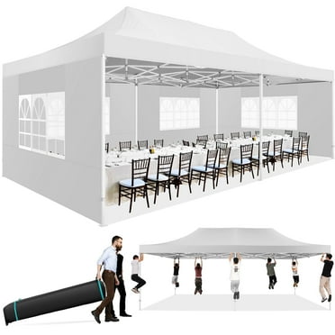 SANOPY 13x26 FT Pop up Canopy Commercial Heavy Duty Canopy Tent Ez Pop Up Canopy Tent Wedding Party Tent Outdoor Instant Canopy, All Season, Windproof & Waterproof, White