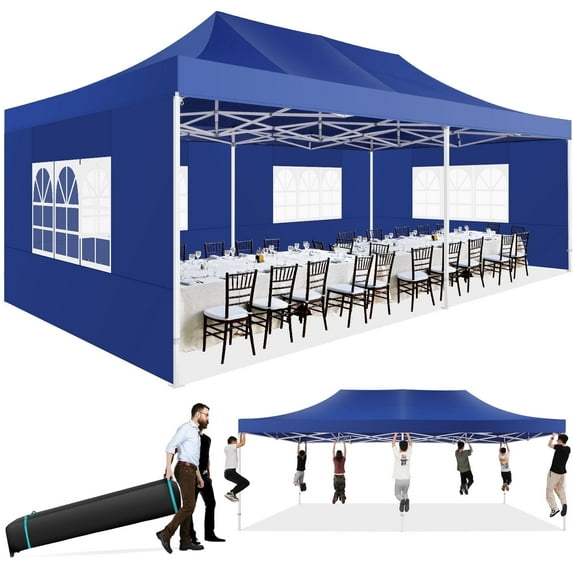 SANOPY 13x26 FT Pop up Canopy Commercial Heavy Duty Canopy Tent Ez Pop Up Canopy Tent Wedding Party Tent Outdoor Instant Canopy, All Season, Windproof & Waterproof, Dark Blue