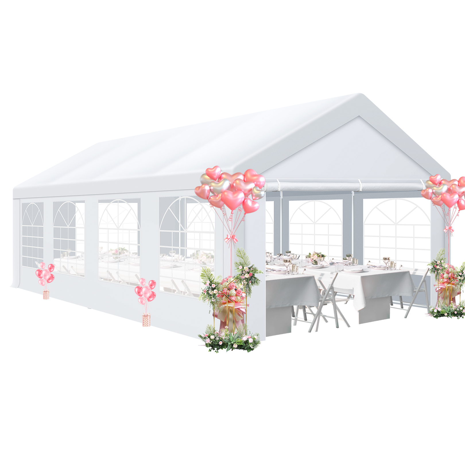 10'x10' Party Tent Outdoor Heavy Duty Gazebo Wedding Canopy + 4 Removable Walls LICEN-Home Roof Color: White 10'x10' Party Tent Outdoor Heavy Duty Gazebo Wedding Canopy + 4 Removable Walls LICEN-Home Roof Color: White