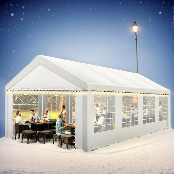 SANOPY 13x26ft Heavy Duty Party Tent, Outdoor Commercial Canopy with Removable Sidewalls, Canopy Gazebo Shelter for Wedding, Carport Party, White