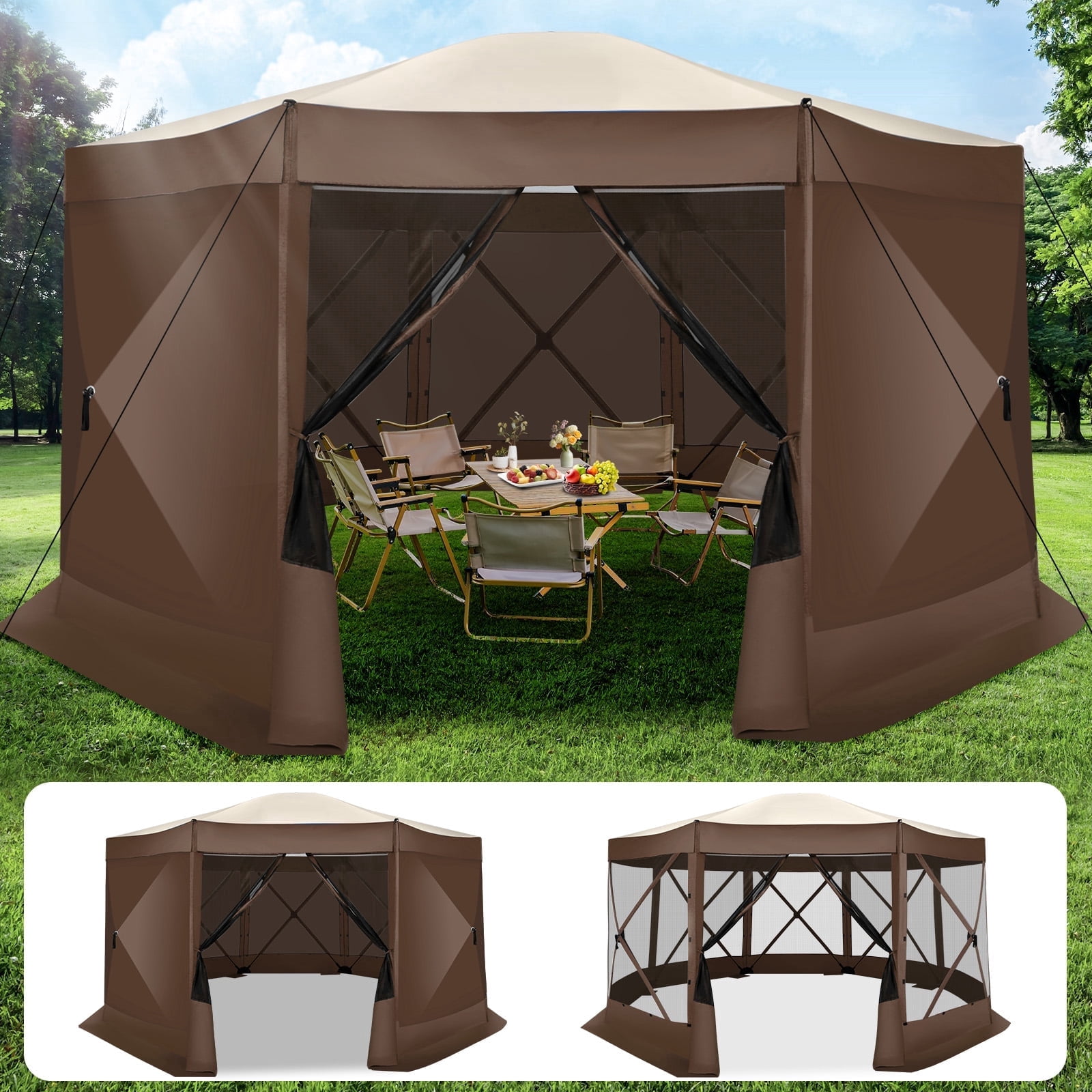 SANOPY 15'x15' Pop up Gazebo 8-Sided Outdoor Screen Gazebo with