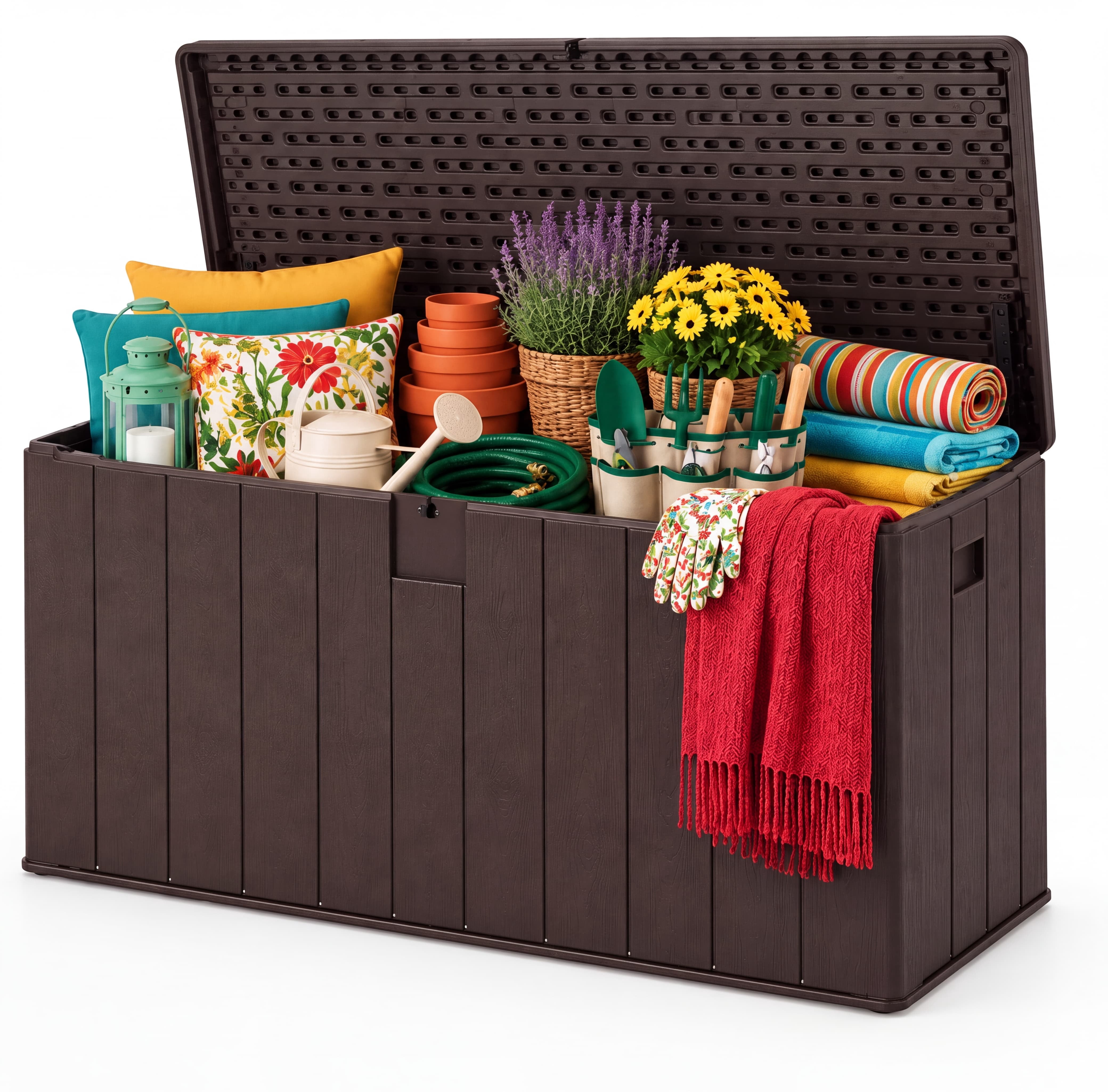 SANOPY 150 Gallon Outdoor Storage Deck Box,Waterproof Large Lockable ...