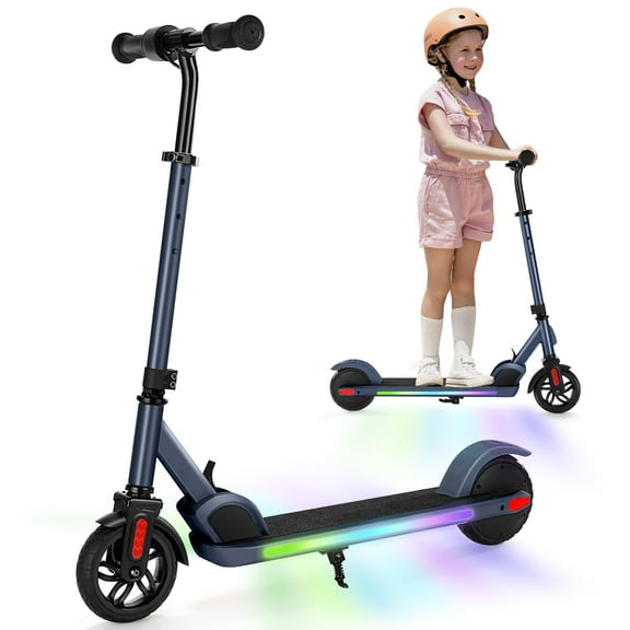 SANOPY Electric Scooter for Kids Ages 6-14, Adjustable Speed & Height, Colorful Lights, LED Display, 150W Motor, up to 10 mph, 80 Mins Ride Time, Blue