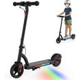 thumbnail image 1 of SANOPY 150W Electric Scooter for Kids Ages 6-14, Adjustable Speed, Powered E-Scooter with Speeds of 10 MPH, 80 mins Ride Time, Colorful Rainbow Lights, Foldable Scooter for Boys & Girls, 1 of 7