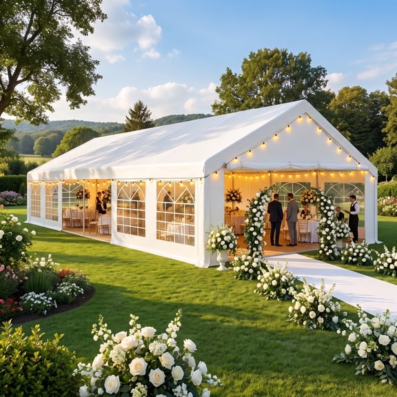 SANOPY 20'x40' Large Heavy Duty Outdoor Canopy Party Tent & Carport, Upgraded Wedding Event Shelter Gazebo with 8 Removable Sidewalls, Big Tent for Birthday Party, Outdoor Event, Wedding, White