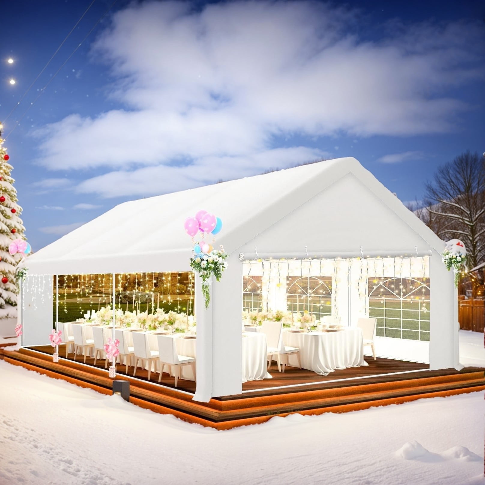 White Heavy Duty 20x20 Waterproof Alloy Steel Party Tent