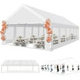 thumbnail image 1 of SANOPY 20x40ft Large Assembled Outdoor Canopy, Heavy Duty Beach Party Gazebo, Commercial Waterproof Wedding Tent with 16 Removable Side Walls, 18 Ground Spikes & 4 Ropes, White, 1 of 11