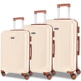 thumbnail image 1 of SANOPY 3 Piece Hardshell Luggage Set, ABS+PC Lightweight Suitcase Set with Double Spinner Wheels TSA Lock. (Beige), 1 of 8