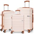 thumbnail image 1 of SANOPY 3 Piece Hardshell Luggage Set, 20"+24"+28" ABS+PC Lightweight Suitcases, Silent 360° Wheels, TSA Lock, Beige, 1 of 6