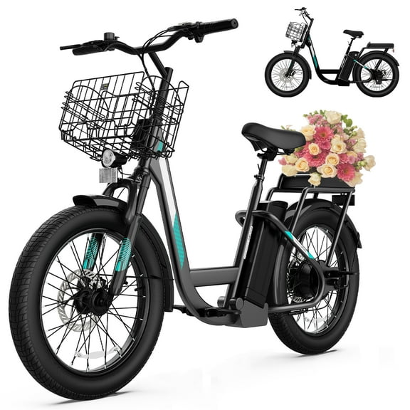 SANOPY 350W Adult Electric Scooter with Seat, 20 MPH High Speed, 15-Mile Range, 20x3" All-Terrain Tires, Front Shock Absorber & UL-Certified Motor for Commuting, Black