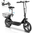 thumbnail image 1 of SANOPY 350W Electric Scooter with Seat for Adults, 15 Miles Range 20 Mph, 36V 5.2Ah Battery Moped, 14" Big Tire Commuter Electric Bike with Shock Absorbing, Black, 1 of 8