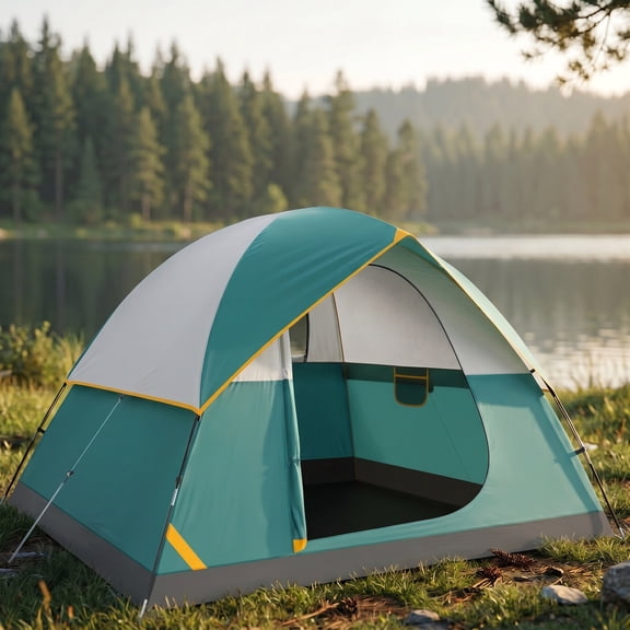 SANOPY 4 Person Camping Tent - Waterproof, Windproof, Lightweight & Easy Setup with Detachable Rainfly, Mesh Windows & Carry Bag for Camping, Hiking, Travel, Beach, and Festivals