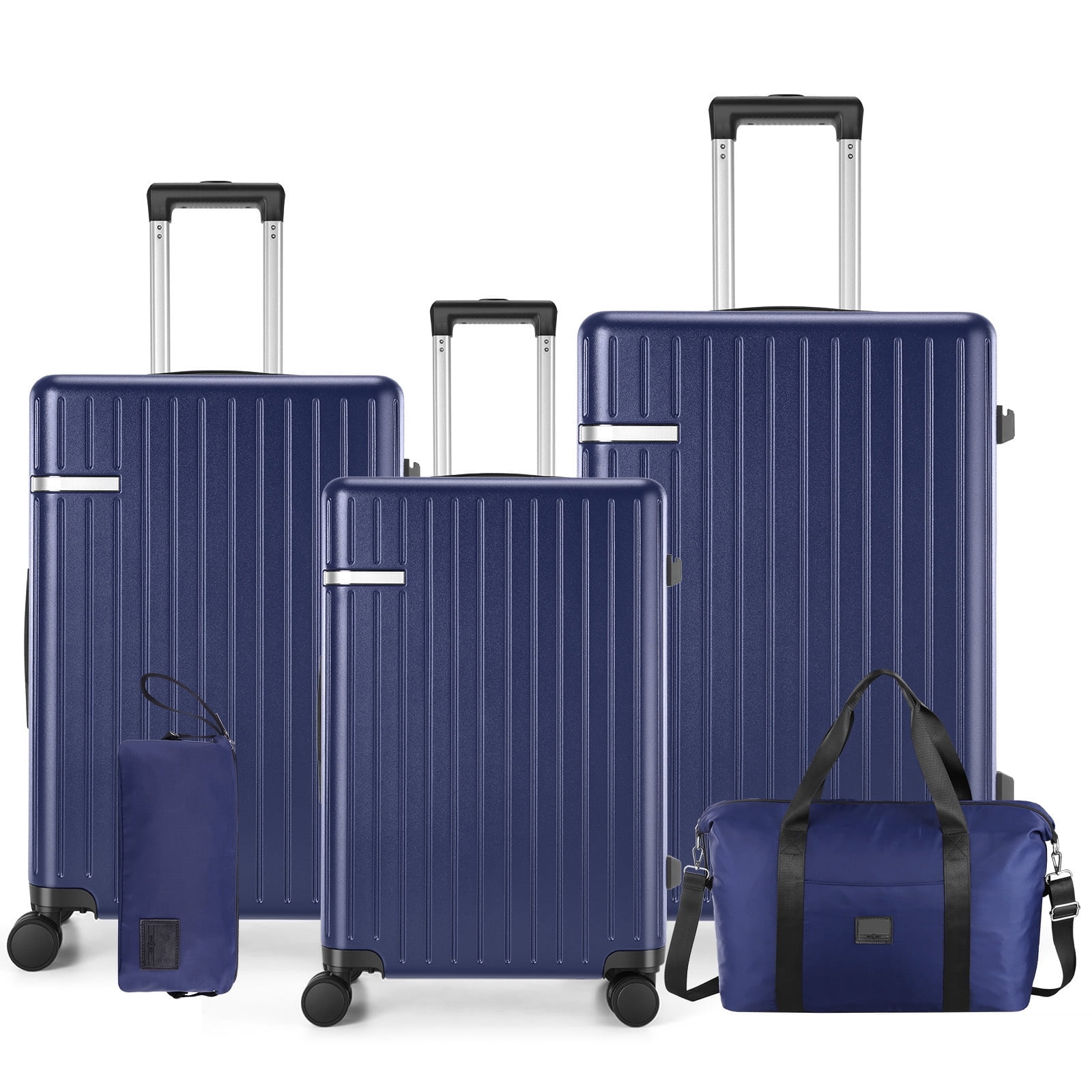 SANOPY 5PCS Hardside Luggage Sets(20"/24"/28"), Expandable Suitcase Set with Duffle Bag and Toiletry Bag, Double Spinner Wheels and TSA Lock, Blue