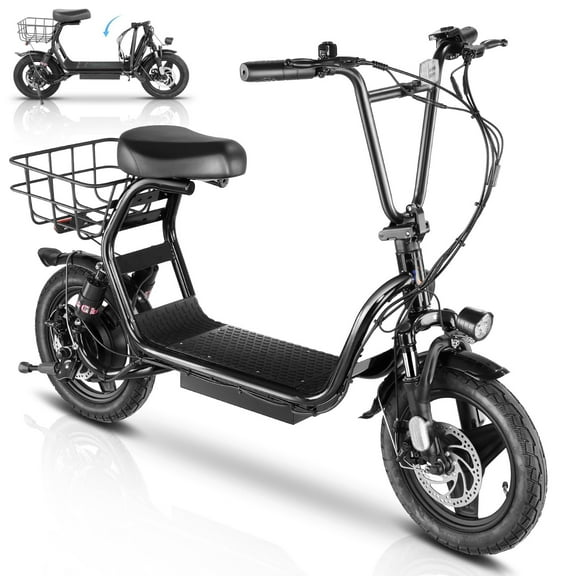 SANOPY 500W Adults Electric Scooter with Removable Seat, 14" Tires, 20 MPH Max, 48V 7.8Ah Battery Moped, 25 Miles Range Folding Electric Scooter 300lbs Weight Limit, Black