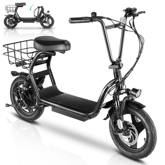 SANOPY 500W Adults Electric Scooter with Removable Seat, 14" Tires, 20 MPH Max, 48V 7.8Ah Battery Moped, 25 Miles Range Folding Electric Scooter 300lbs Weight Limit, Black
