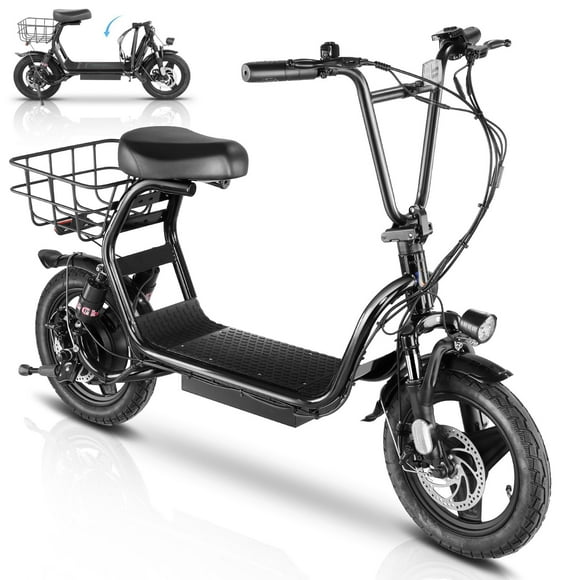 SANOPY 500W Adults Electric Scooter with Removable Seat, 14" Tires, 20 MPH Max, 48V 7.8Ah Battery Moped, 25 Miles Range Folding Electric Scooter 300lbs Weight Limit, Black