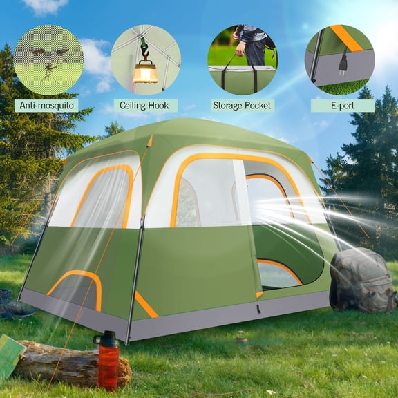 SANOPY 6 Person Camping Tent - Waterproof, Windproof, Lightweight & Easy Setup with Detachable Rainfly, Mesh Windows & Carry Bag for Camping, Hiking, Travel, Beach, and Festivals
