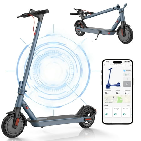 SANOPY 630W Peak Electric Scooter for Adults, Top 15.5 MPH & 15 Miles Range, Adjustable Handlebar Height, 3 Speed Modes Foldable Commuter Electric Scooter, App Control, Blue