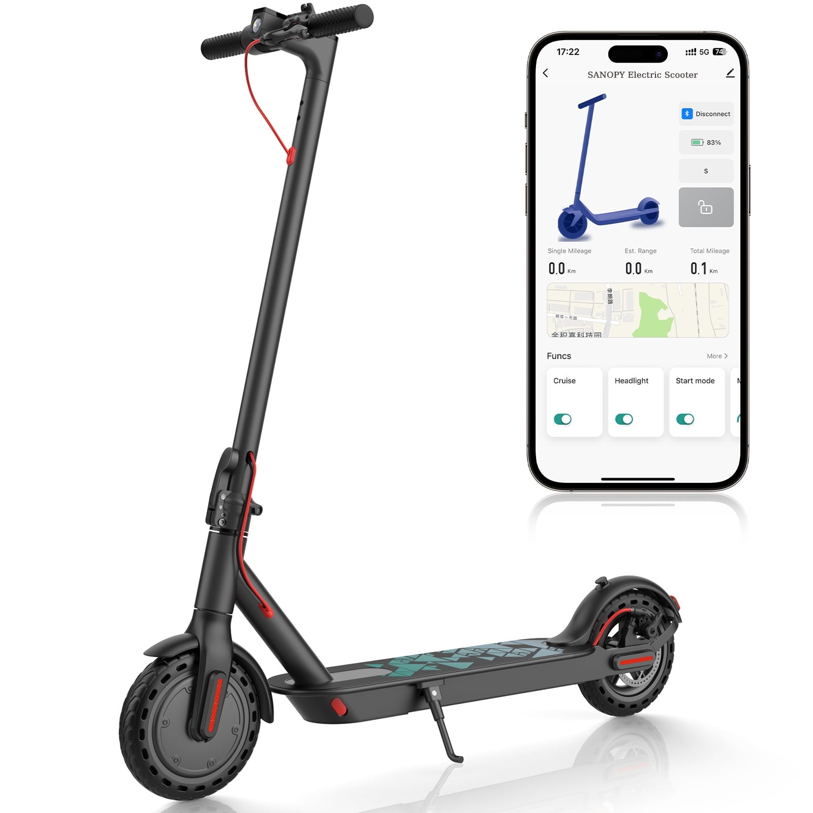 SANOPY 350 Electric Scooter for Adults, Top 15.5 MPH & 15 Miles Range