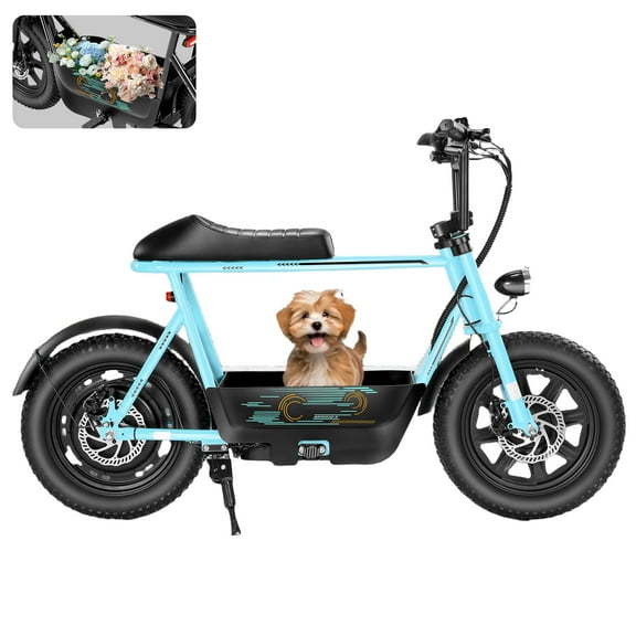 SANOPY 750W Electric Scooter for Adults & Teens, Up to 30 Miles Range 20 Mph, 16" Fat Tire for All-Terrain, Motorcycle Style E-Bike for Commuting with Carry Basket, Blue