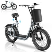 SANOPY 800W Electric Scooters for Adults, Up to 20 MPH, 30 Miles Range, 20" Pneumatic Tires, 48V/10.4Ah Battery, Dual Shock Absorbing Electric Bicycle for Commuting, Gray