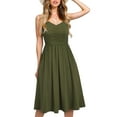 thumbnail image 1 of SANOPY Casual Dresses for Women Sleeveless Cotton Summer Beach Dress A Line Spaghetti Strap Sundresses with Pockets Military Green M, 1 of 6
