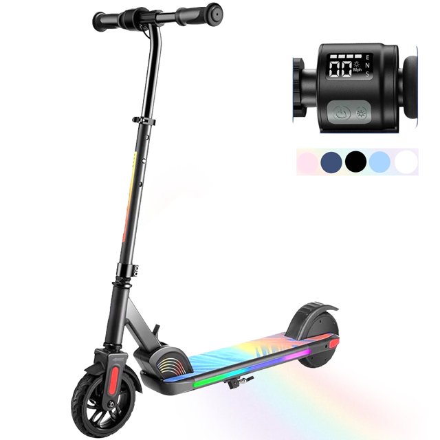SANOPY Electric Scooter for Kids Ages 6-14, Adjustable Height & Speed, Powered E-Scooter with Speeds of 10 MPH, 80 mins Ride Time, Colorful Rainbow Lights, Foldable Scooter for Boys & Girls