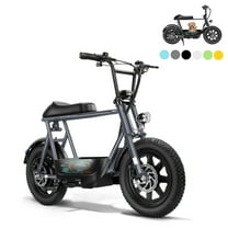 SANOPY Electric Scooter with Seat for Adults, 350W Motor up to 15 Miles Range 20 Mph, 16" Fat Tire for All-Terrain, Motorcycle Style E-Scooter for Commuting with Carry Basket, Gray