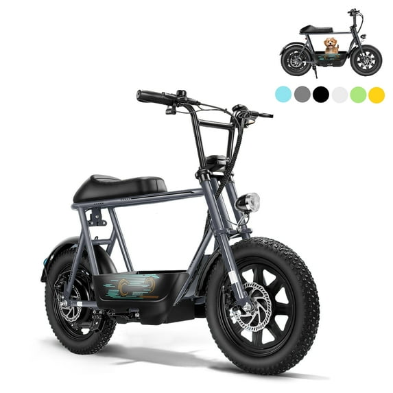SANOPY Electric Scooter with Seat for Adults, 350W Motor up to 15 Miles Range 20 Mph, 16" Fat Tire for All-Terrain, Motorcycle Style E-Scooter for Commuting with Carry Basket, Gray