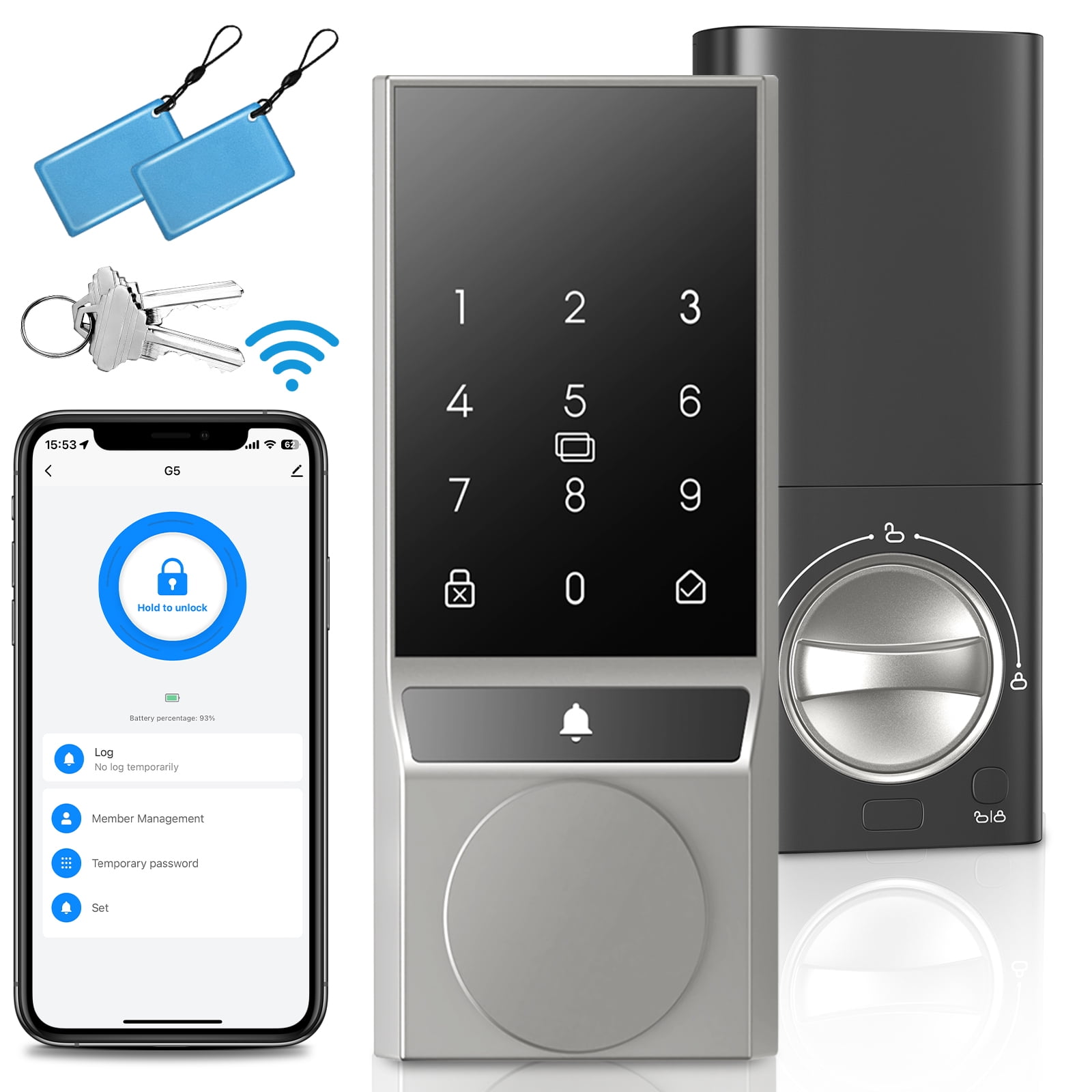 App Key Remote SANOPY G5 Smart Door Lock with Wi-Fi, Keyless Entry Door Lock with App ...