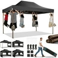 thumbnail image 1 of SANOPY Heavy Duty 10'x 15' Pop up Canopy, Thicken EZ Pop-up Canopy Tent Outdoor Portable Canopy for Weddings, Commercial Waterproof and UV 50+ Gazebo with Roller Bag， Black, 1 of 6