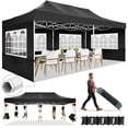 thumbnail image 1 of SANOPY Heavy Duty 10'x 20' Pop up Canopy, Thicken EZ Pop-up Canopy Tent Outdoor Portable Canopy for Weddings, Commercial Waterproof and UV 50+ Gazebo with Roller Bag, Black, 1 of 8