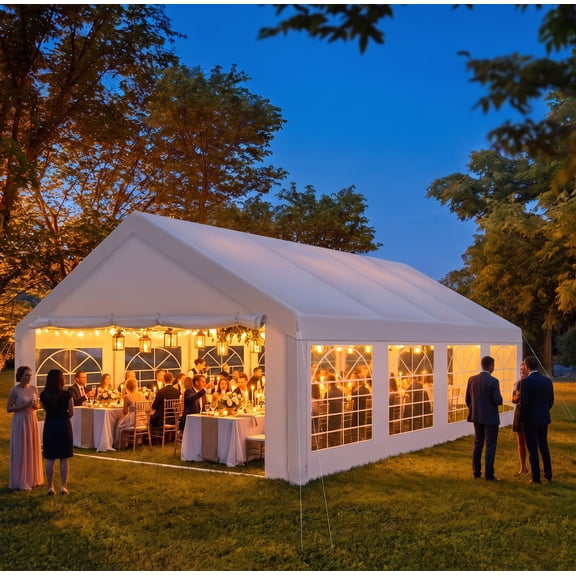 COBIZI 20x30ft Heavy Duty Party Tent, Durable Canopy Shelter for Party, Outdoor Commercial Canopy with Removable Sidewalls, White