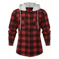 thumbnail image 1 of SANOPY Men's Flannel Hoodie Shirts Casual Button Down Plaid Shirt Jackets For Men Long Sleeve Stylish Hoodie With Pocket, 1 of 6