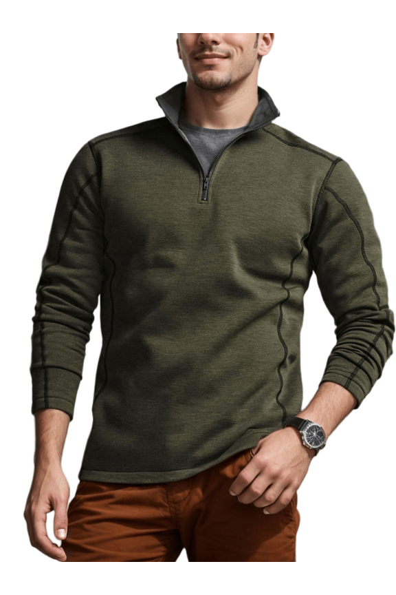 Mens Quarter Zip Pullover Golf Fleece With 2 Zipper Pockets Long Sleeve Thermal Lightweight Sweatshirt